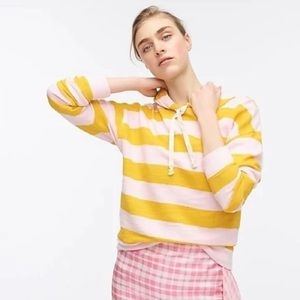 J. Crew Vintage Fleece Yellow / Bubblegum Pink Striped Cotton Hoodie